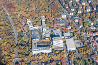 Vue aérienne de Campus universitaire KIT Campus Est à Fasanenweg à le quartier Oststadt in Karlsruhe dans le département Bade-Wurtemberg, Allemagne