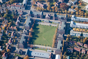 Vue aérienne de Moltkestraße Grenadierstr à le quartier Nordstadt in Karlsruhe dans le département Bade-Wurtemberg, Allemagne
