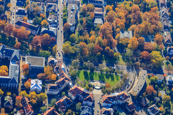 Vue aérienne de Place Haydn à le quartier Weststadt in Karlsruhe dans le département Bade-Wurtemberg, Allemagne