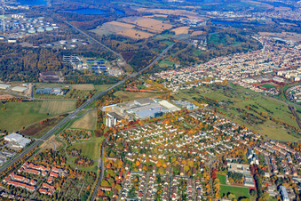 Vue aérienne de B36 chez L'OREAL Produktion Deutschland GmbH & Co. KG à le quartier Knielingen in Karlsruhe dans le département Bade-Wurtemberg, Allemagne