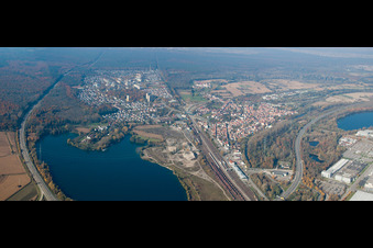 Vue oblique de De l'est à Wörth am Rhein dans le département Rhénanie-Palatinat, Allemagne