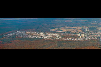 Vue aérienne de Panorama du Dorschberg depuis le sud à Wörth am Rhein dans le département Rhénanie-Palatinat, Allemagne