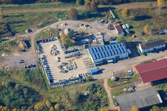 Vue aérienne de Palatinum Paysagisme et Conception de Jardins à l'ancienne scierie à Hagenbach dans le département Rhénanie-Palatinat, Allemagne
