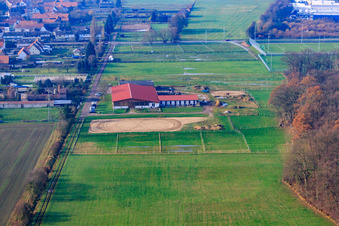 Vue aérienne de Haras d'Altbach à le quartier Minderslachen in Kandel dans le département Rhénanie-Palatinat, Allemagne