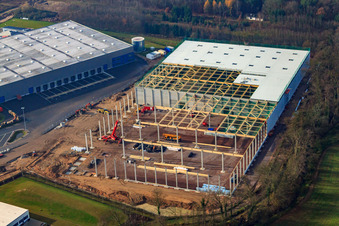 Photographie aérienne de Centre logistique de Gazely, 2ème phase de construction pour le groupe STS à le quartier Minderslachen in Kandel dans le département Rhénanie-Palatinat, Allemagne