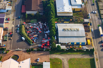 Vue aérienne de Zone commerciale Horst Buschurweg à le quartier Minderslachen in Kandel dans le département Rhénanie-Palatinat, Allemagne