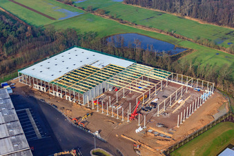 Centre logistique de Gazely, 2ème phase de construction pour le groupe STS à le quartier Minderslachen in Kandel dans le département Rhénanie-Palatinat, Allemagne d'en haut