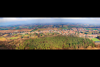 Vue aérienne de Panorama de la vue du village à le quartier Schaidt in Wörth am Rhein dans le département Rhénanie-Palatinat, Allemagne