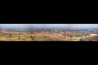 Vue aérienne de Panorama de la vue du village à le quartier Schaidt in Wörth am Rhein dans le département Rhénanie-Palatinat, Allemagne
