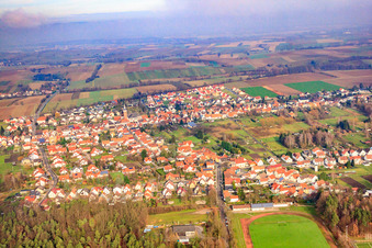 Vue aérienne de Speckstr à le quartier Schaidt in Wörth am Rhein dans le département Rhénanie-Palatinat, Allemagne