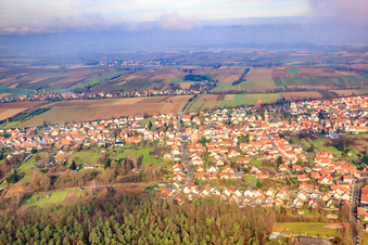 Vue aérienne de Ringgasse à le quartier Schaidt in Wörth am Rhein dans le département Rhénanie-Palatinat, Allemagne