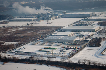 Vue oblique de Zone industrielle d'Oberwald à Wörth am Rhein dans le département Rhénanie-Palatinat, Allemagne