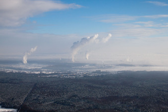 Vue aérienne de En hiver à Wörth am Rhein dans le département Rhénanie-Palatinat, Allemagne