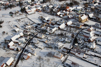 Vue oblique de Oberlauterbach dans le département Bas Rhin, France