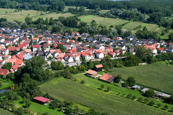 Vue aérienne de Rue du Rhin à Neuburg am Rhein dans le département Rhénanie-Palatinat, Allemagne