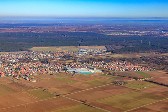 Photographie aérienne de Vue de la ville depuis le sud à Bellheim dans le département Rhénanie-Palatinat, Allemagne