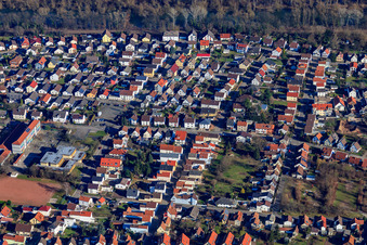 Vue aérienne de Schillerstraße à Lingenfeld dans le département Rhénanie-Palatinat, Allemagne