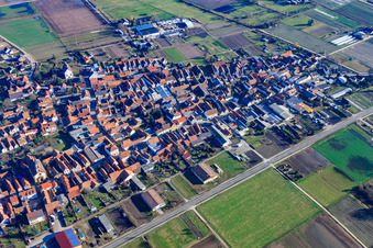 Photographie aérienne de Vue de la ville depuis l'ouest à Zeiskam dans le département Rhénanie-Palatinat, Allemagne