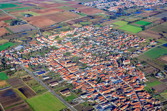 Photographie aérienne de Vue de la ville depuis le sud-ouest à Zeiskam dans le département Rhénanie-Palatinat, Allemagne