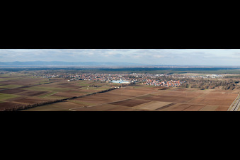Photographie aérienne de Panorama de la ville et des environs à le quartier Niederlustadt in Lustadt dans le département Rhénanie-Palatinat, Allemagne