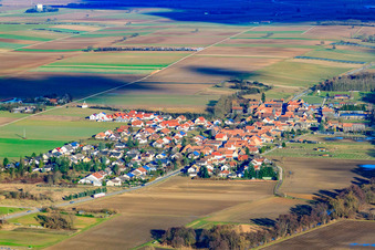 Vue oblique de Vue du village depuis le sud-ouest à Herxheimweyher dans le département Rhénanie-Palatinat, Allemagne