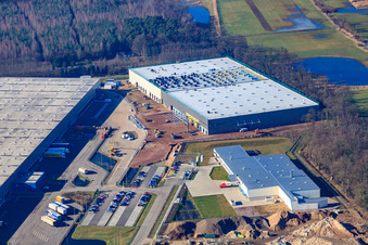 Photographie aérienne de Zone industrielle de Horst, 3ème phase de construction pour le groupe STS à le quartier Minderslachen in Kandel dans le département Rhénanie-Palatinat, Allemagne
