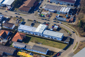 Vue aérienne de Krapp Gate and Door Technology II, Visolution GmbH - Solutions système pour le traitement d'images et Der Innenausbauer IV eK à le quartier Minderslachen in Kandel dans le département Rhénanie-Palatinat, Allemagne