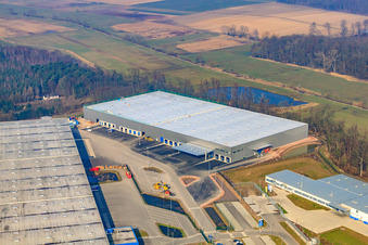 Photographie aérienne de Zone industrielle de Horst, 3ème phase de construction pour le groupe STS à le quartier Minderslachen in Kandel dans le département Rhénanie-Palatinat, Allemagne