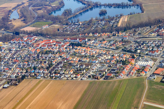 Vue aérienne de Beethovenstr à le quartier Sondernheim in Germersheim dans le département Rhénanie-Palatinat, Allemagne