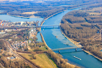 Vue aérienne de Ponts du Rhin à Germersheim à Germersheim dans le département Rhénanie-Palatinat, Allemagne