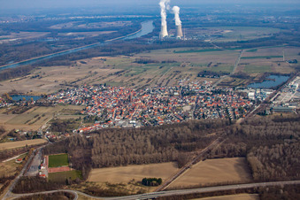 Quartier Rheinsheim in Philippsburg dans le département Bade-Wurtemberg, Allemagne vue d'en haut