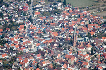 Quartier Rheinsheim in Philippsburg dans le département Bade-Wurtemberg, Allemagne depuis l'avion