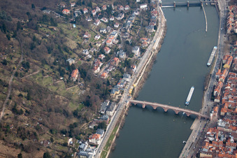 Vue aérienne de Vieux Pont, Hölderlinweg à le quartier Neuenheim in Heidelberg dans le département Bade-Wurtemberg, Allemagne