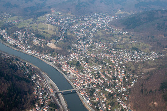 Vue oblique de Quartier Ziegelhausen in Heidelberg dans le département Bade-Wurtemberg, Allemagne