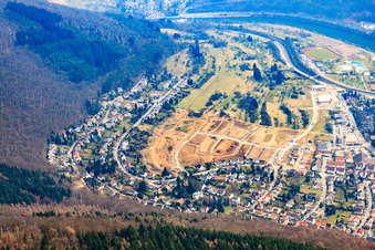 Vue aérienne de Nouvelle zone de développement Kraichgaustr./Odenwaldstraße en cours de développement à le quartier Kleingemünd in Neckargemünd dans le département Bade-Wurtemberg, Allemagne