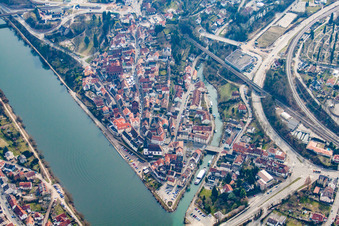 Photographie aérienne de Embouchure de l'Elsenz dans le Neckar à Neckargemünd dans le département Bade-Wurtemberg, Allemagne