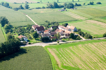 Vue aérienne de Welschhof vu du nord à Freckenfeld dans le département Rhénanie-Palatinat, Allemagne