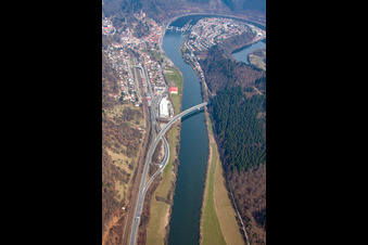 Photographie aérienne de Dans la boucle du Neckar à le quartier Ersheim in Hirschhorn dans le département Hesse, Allemagne