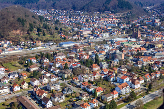 Vue aérienne de Luisenstr à Eberbach dans le département Bade-Wurtemberg, Allemagne