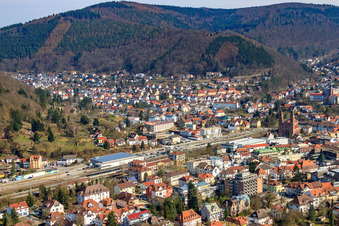 Vue aérienne de Gare Eberbach à Eberbach dans le département Bade-Wurtemberg, Allemagne