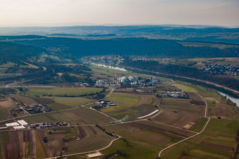 Photographie aérienne de Centrale nucléaire Obrigheim - toujours sur le réseau à Obrigheim dans le département Bade-Wurtemberg, Allemagne
