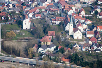 Chapelle Temple Maison Neckarelz à le quartier Neckarelz in Mosbach dans le département Bade-Wurtemberg, Allemagne d'en haut