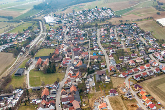 Vue aérienne de Du nord-est à le quartier Grombach in Bad Rappenau dans le département Bade-Wurtemberg, Allemagne