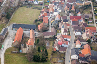 Vue aérienne de Parc du château du château Grombach à le quartier Grombach in Bad Rappenau dans le département Bade-Wurtemberg, Allemagne