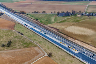 Vue aérienne de Chantier de rénovation de la chaussée sur l'A6 à Kirchardt dans le département Bade-Wurtemberg, Allemagne