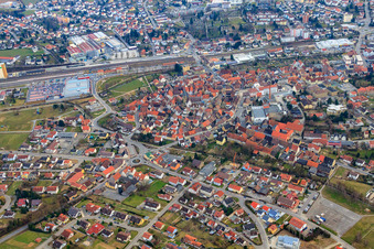 Vue aérienne de Vue de la ville de Kraichgau depuis le nord à Eppingen dans le département Bade-Wurtemberg, Allemagne