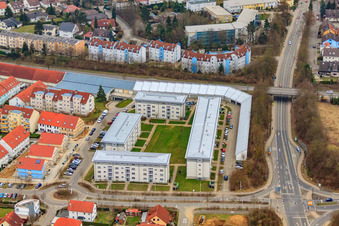 Vue aérienne de Rue Helga-Barth à le quartier Gölshausen in Bretten dans le département Bade-Wurtemberg, Allemagne