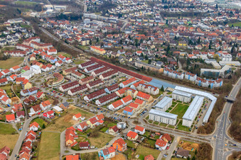 Vue aérienne de Rue Helga-Barth à le quartier Gölshausen in Bretten dans le département Bade-Wurtemberg, Allemagne