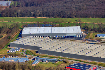 Photographie aérienne de Parc industriel de Horst, groupe logistique ZUFALL et groupe STS à le quartier Minderslachen in Kandel dans le département Rhénanie-Palatinat, Allemagne