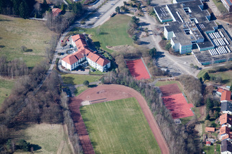 Dahn dans le département Rhénanie-Palatinat, Allemagne vu d'un drone